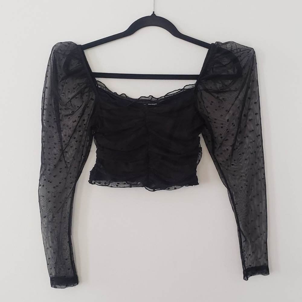 Divided‎ Cropped Whimsigoth Top SMALL Festival Going Out Sheer Swiss Dot India